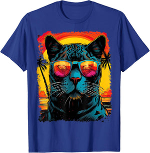 Pop Art Colorful Panther Black Hawaiian T-Shirt - T-Shirt | Royal