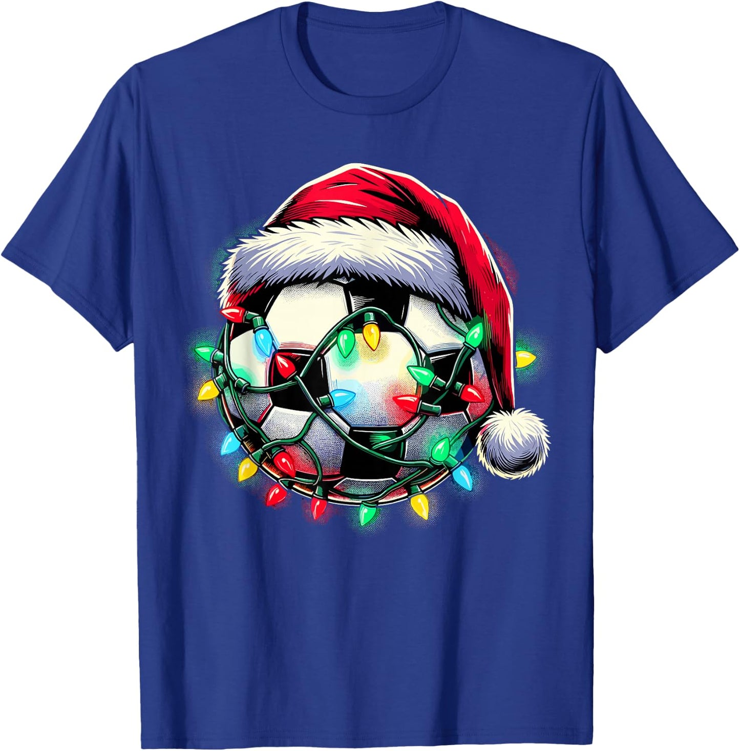 Santa Soccer Ball Christmas T-Shirt - T-Shirt | Royal