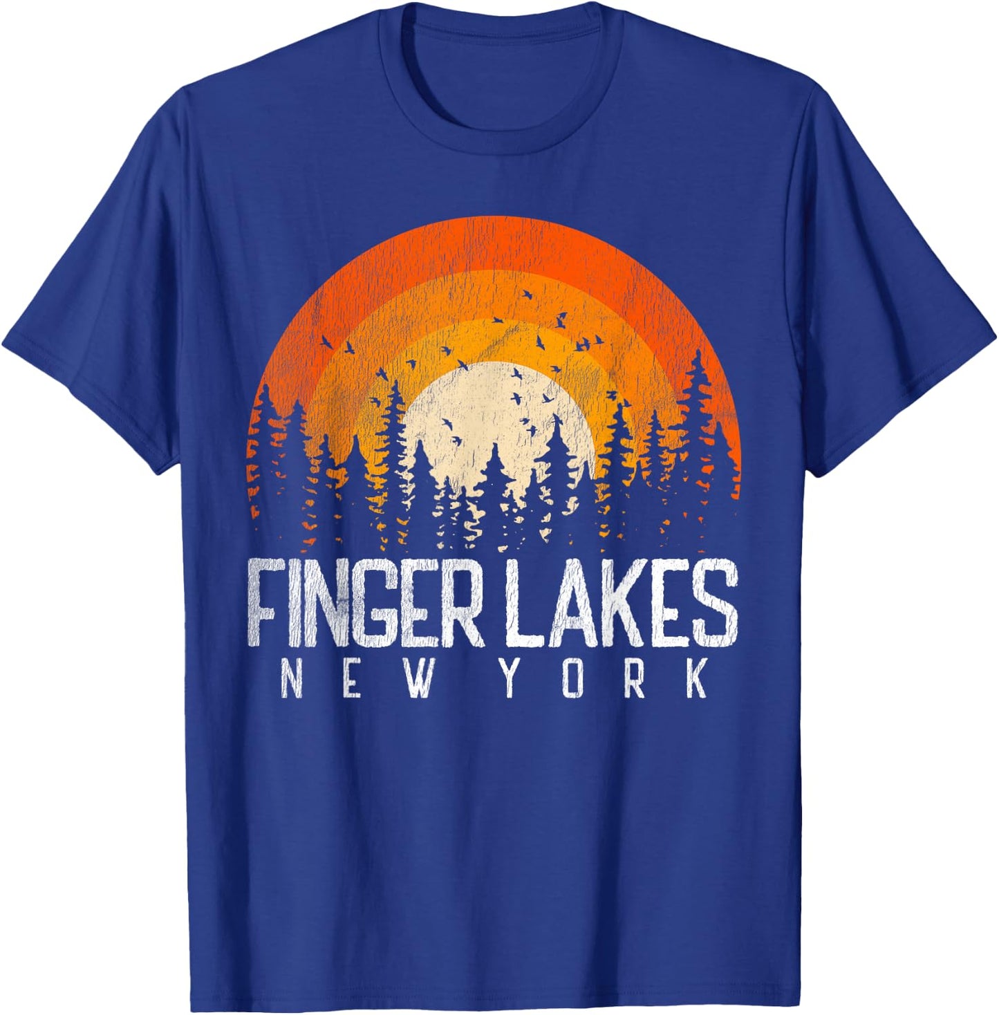Finger Lakes New York NY Shirt Retro Vintage 80s 90s T-Shirt - T-Shirt | Royal