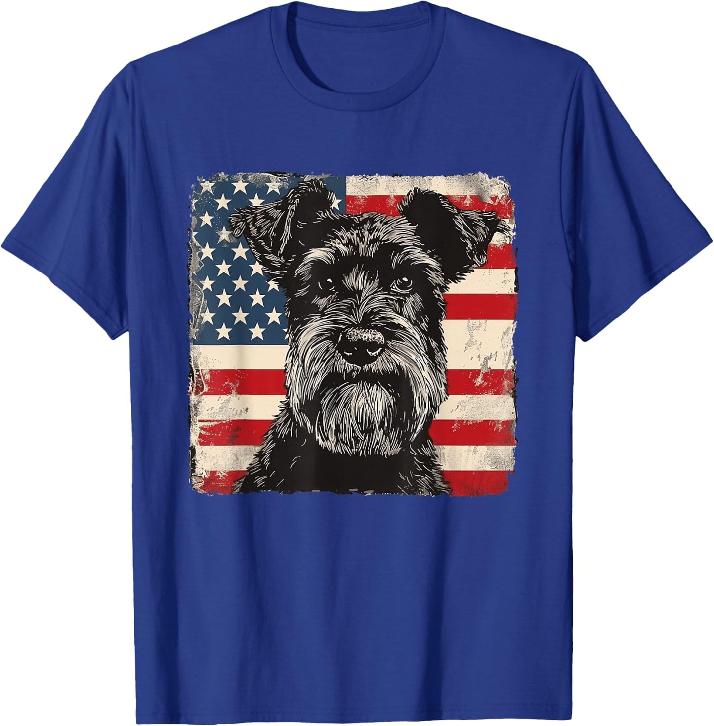 Miniature Schnauzer Dog Patriotic 4th of July Gift Men Women T-Shirt - T-Shirt | Royal