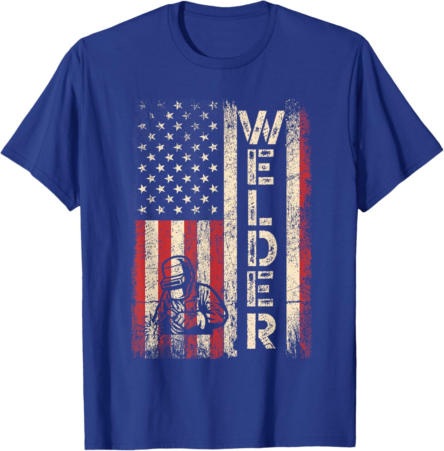 Welder Vintage USA American Flag Shirt Welding Dad Men T-Shirt - T-Shirt | Royal