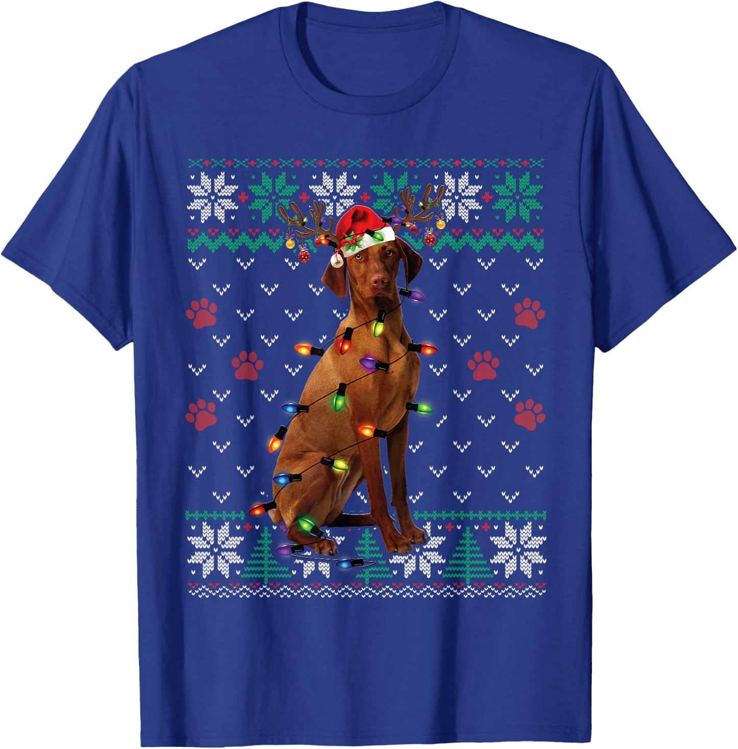 Vizsla Christmas Santa Ugly Sweater Dog Lover Xmas T-Shirt - T-Shirt | Royal
