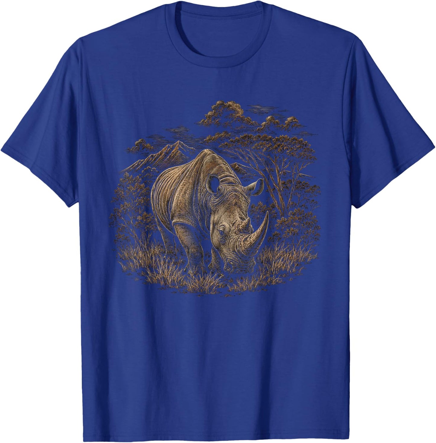 Rhinoceros Scene Graphic Artwork Rhino Design T-Shirt - T-Shirt | Royal