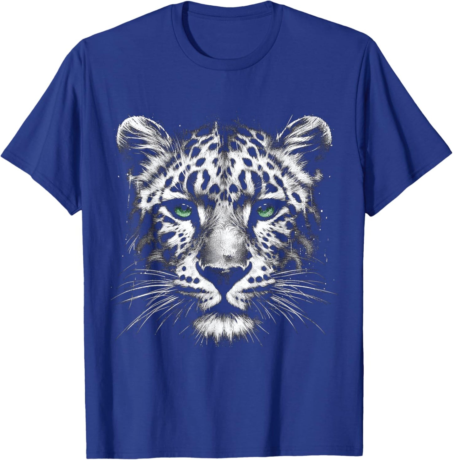 Leopard Cheetah Face With Green Eyes T-Shirt - T-Shirt | Royal