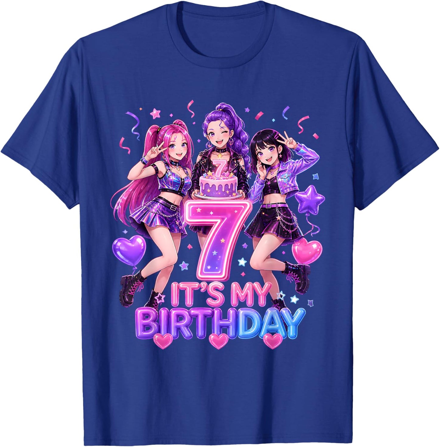 Kids It's My 7th K Pop Birthday Girl 7 Year Old K-Pop Bday T-Shirt - T-Shirt | Royal