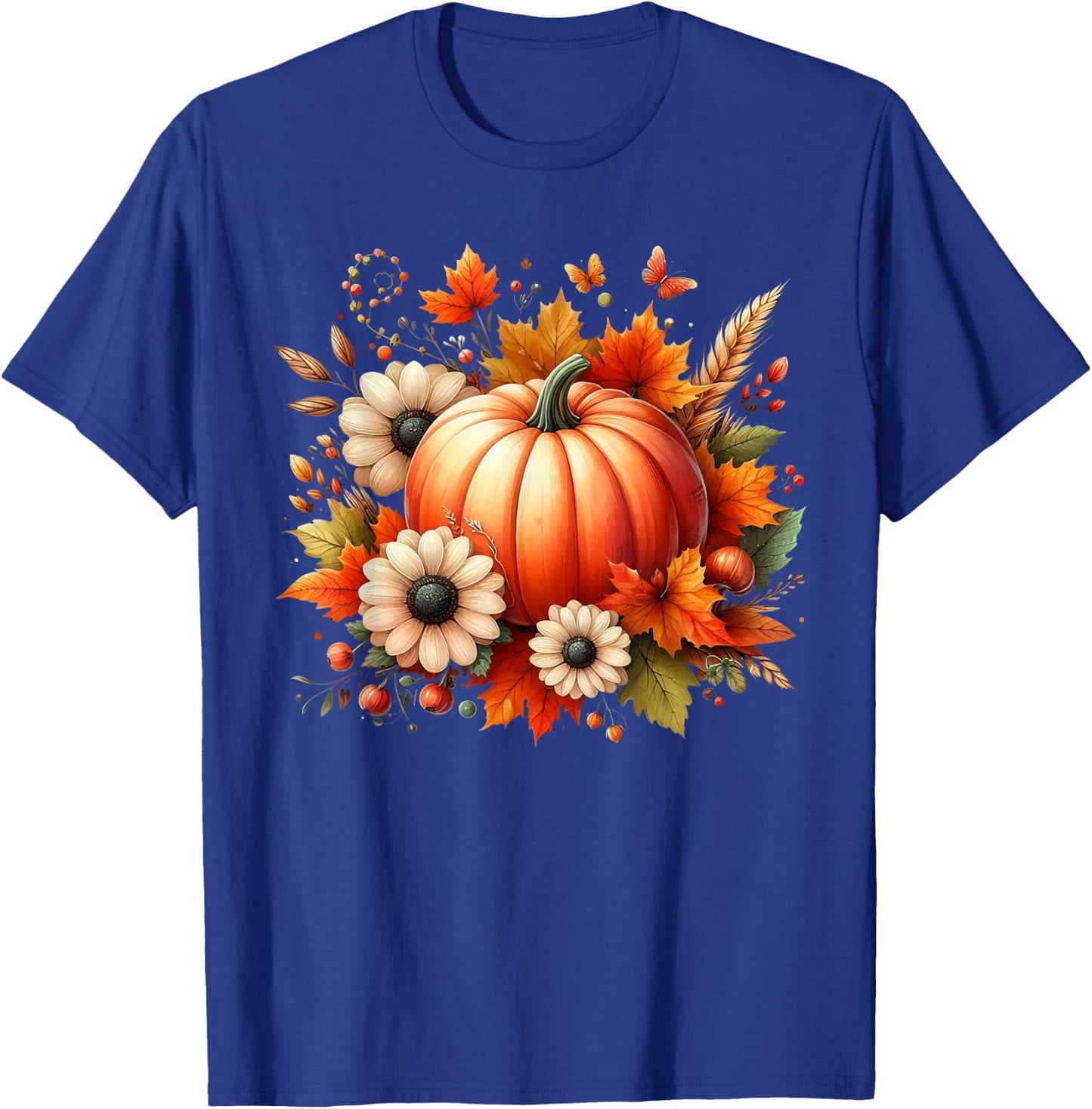 Pumpkin Garphic Fall Autumn Thanksgiving Vintage Pumpkin T-Shirt - T-Shirt | Royal
