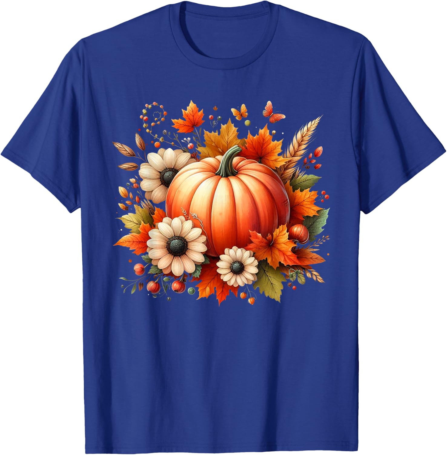 Pumpkin Garphic Fall Autumn Thanksgiving Vintage Pumpkin T-Shirt - T-Shirt | Royal