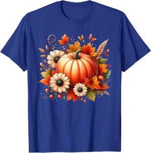 Pumpkin Garphic Fall Autumn Thanksgiving Vintage Pumpkin T-Shirt - T-Shirt | Royal