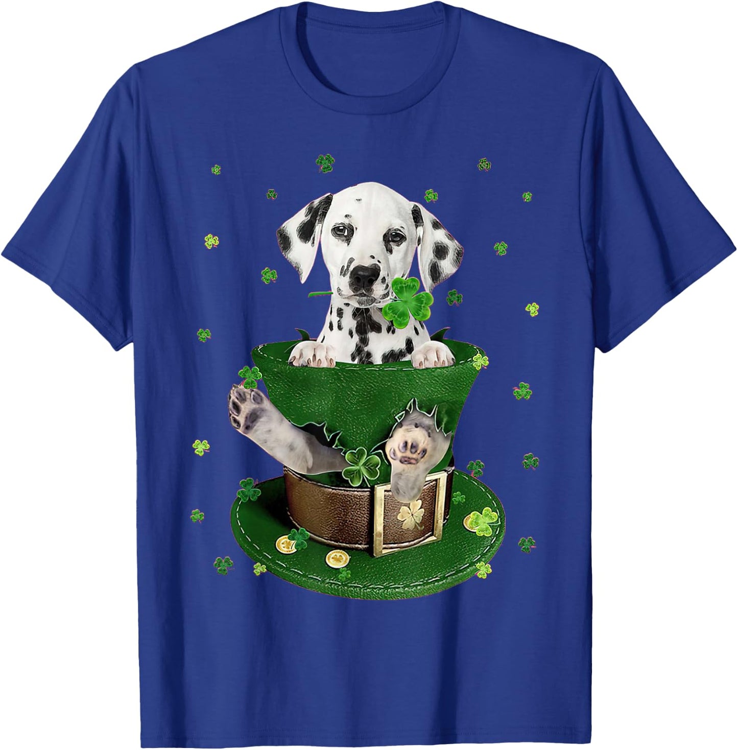 St Patrick's Day Leprechaun Dalmatian Dog Shamrock Irish T-Shirt - T-Shirt | Royal