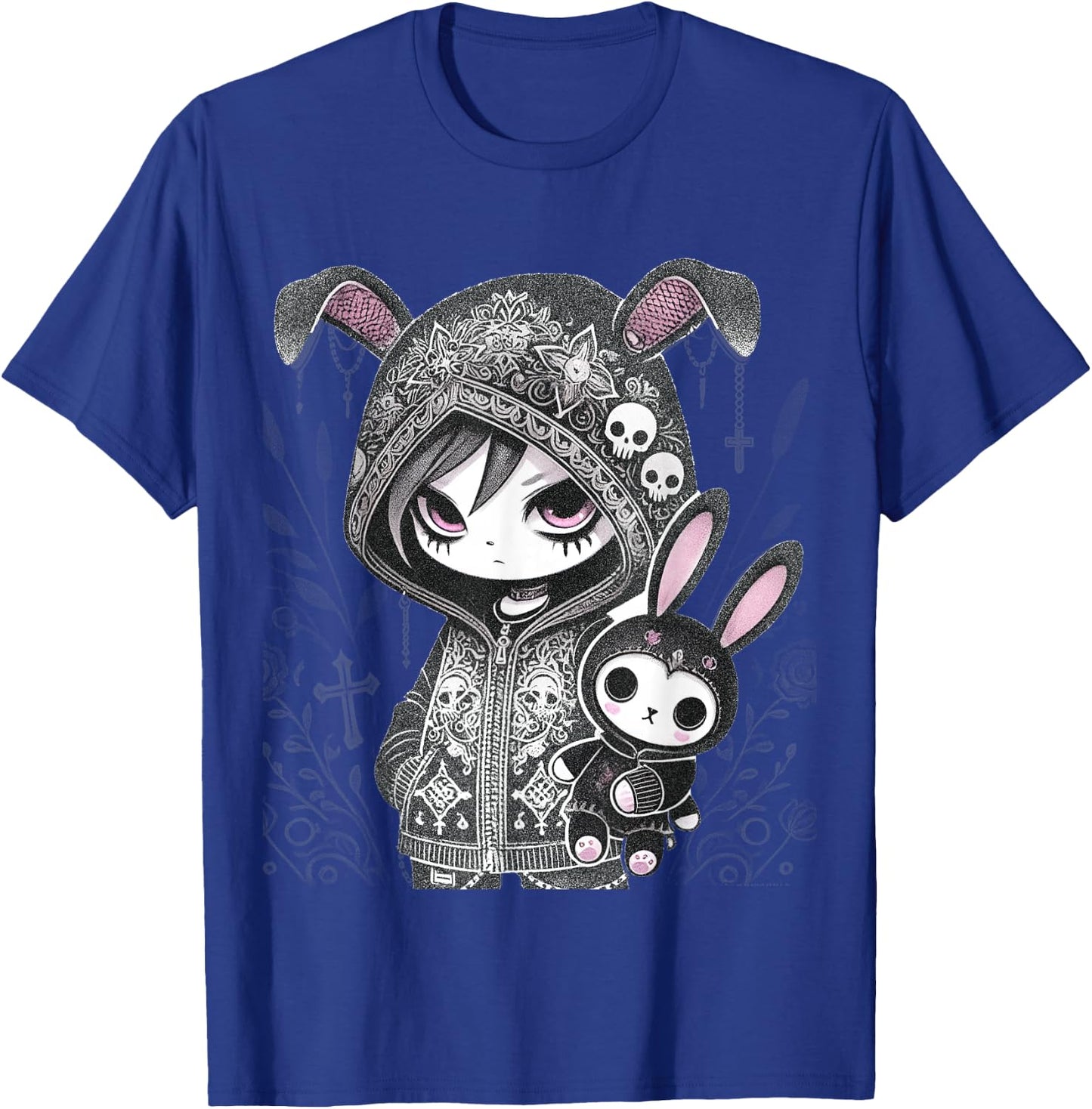 Dark Bunny Anime Girl Aesthetic E-Girl Gothic Grunge Design T-Shirt - T-Shirt | Royal