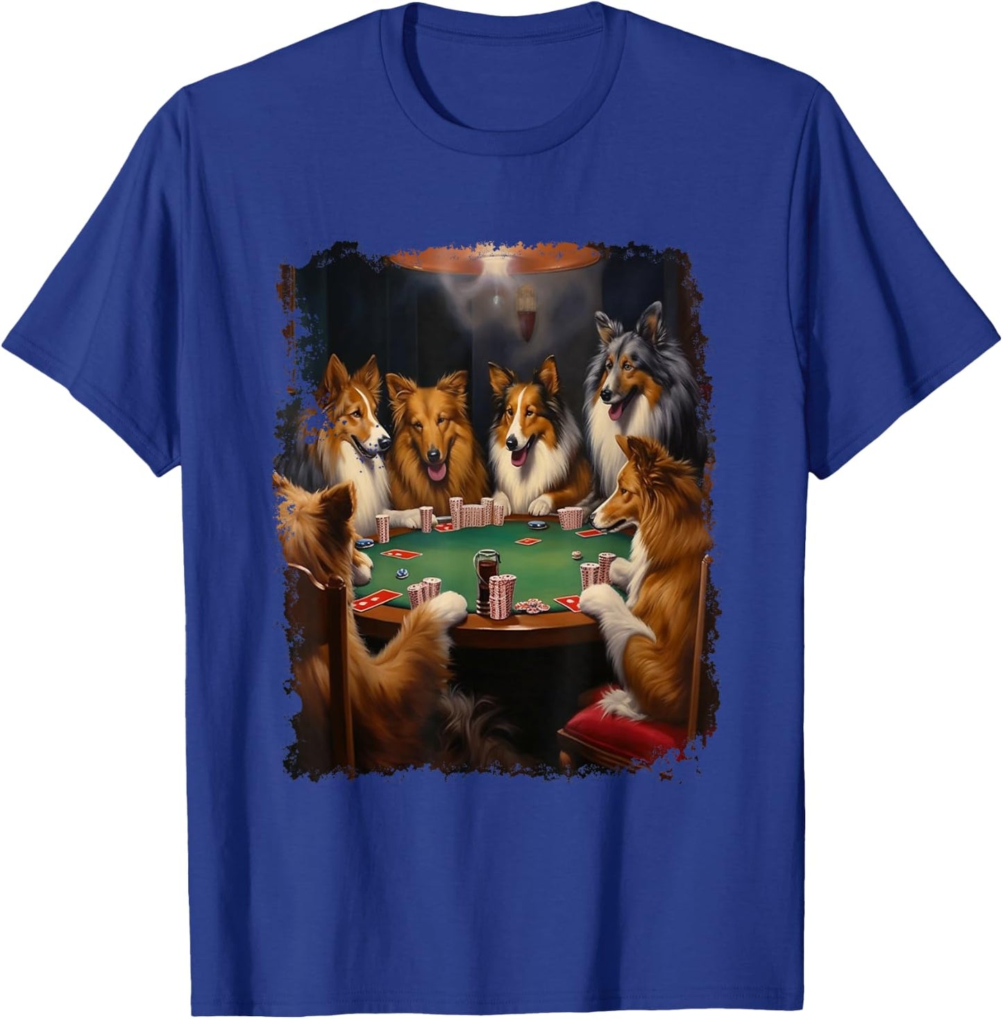 Sheltie Shetland Sheepdog Gambling Playing Card T-Shirt - T-Shirt | Royal