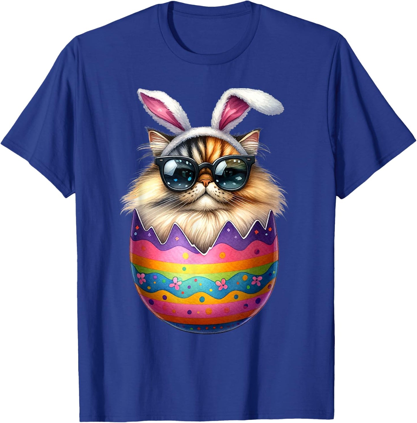 Cat Lover Easter Egg Happy Easter Bunny Ears T-Shirt - T-Shirt | Royal