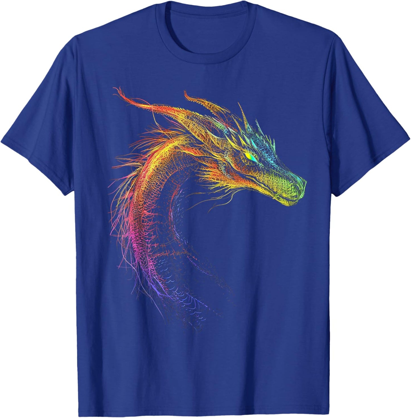 Dragon Drawing Colorful Animal Artwork Fantasy Dragon , black T-Shirt - T-Shirt | Royal