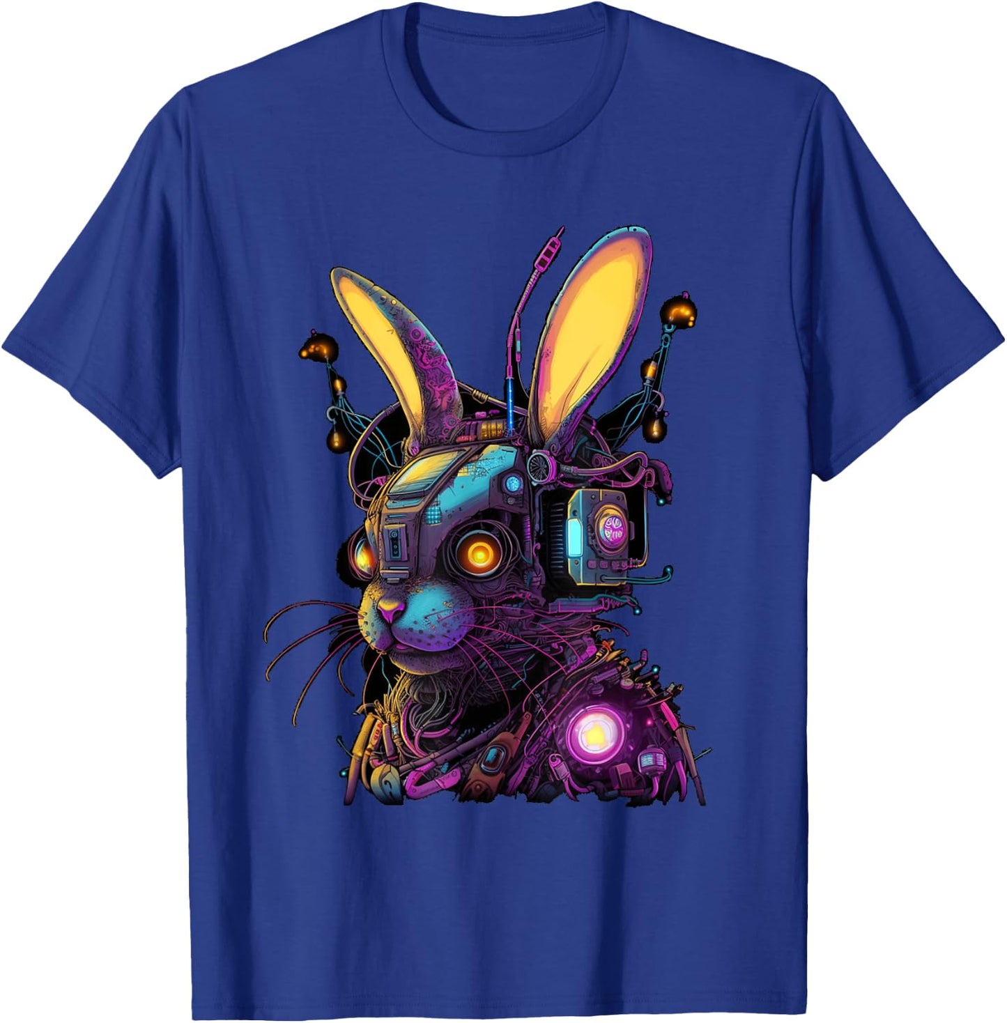 Cyberpunk Bunny Cyborg Rabbit | Cool Gamer Easter T-Shirt - T-Shirt | Royal