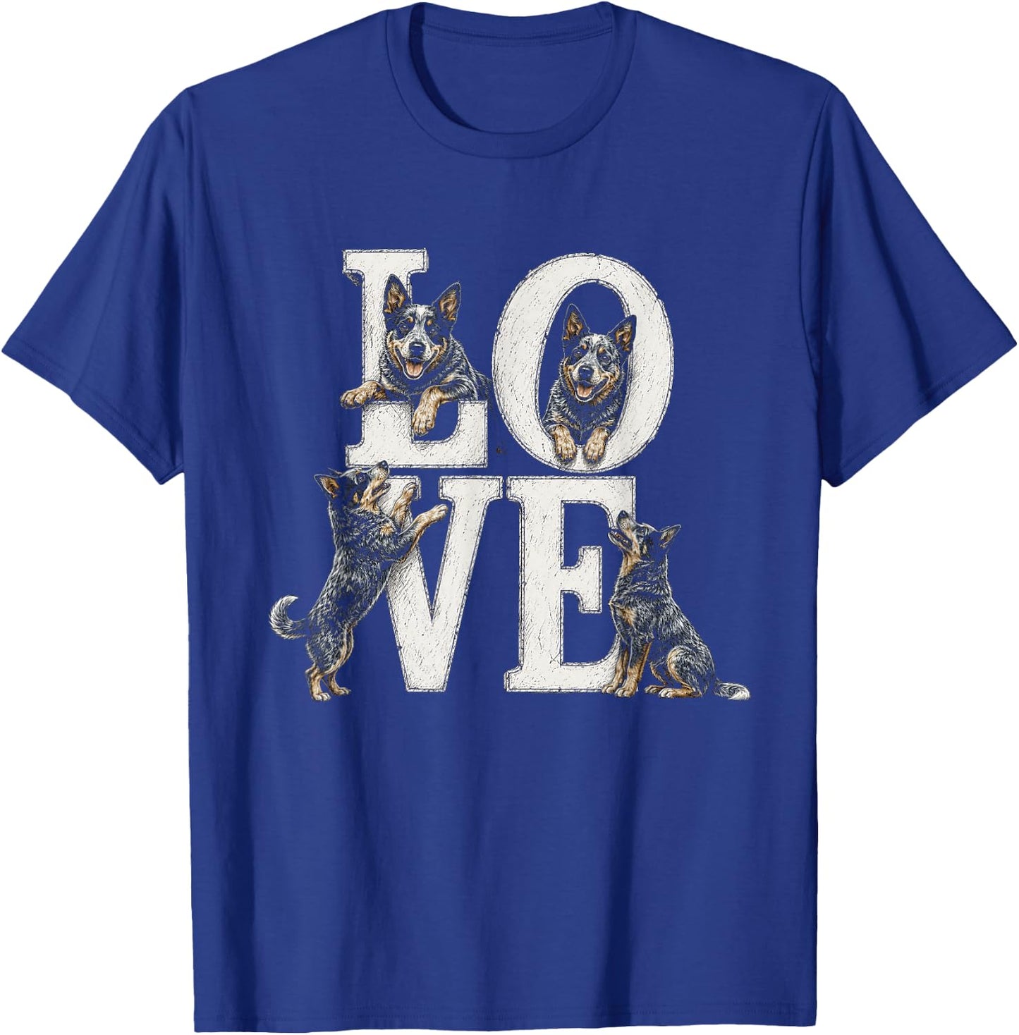 Australian Cattle Dog Blue Heeler Love Artwork Design T-Shirt - T-Shirt | Royal