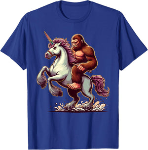 Bigfoot Riding Unicorn, Funny Sasquatch T-Shirt - T-Shirt | Royal