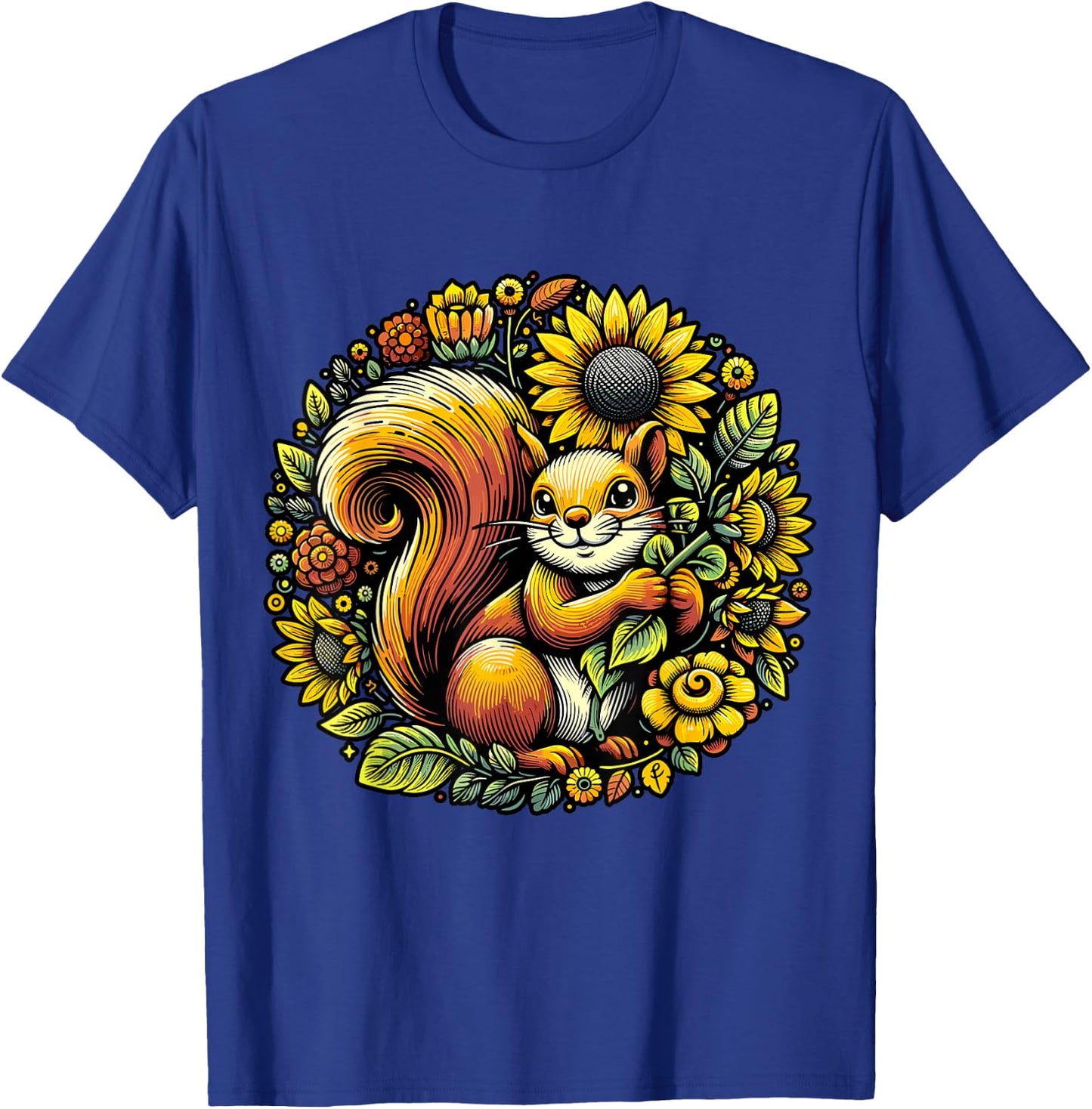 Squirrel with Sunflower T-Shirt - T-Shirt | Royal