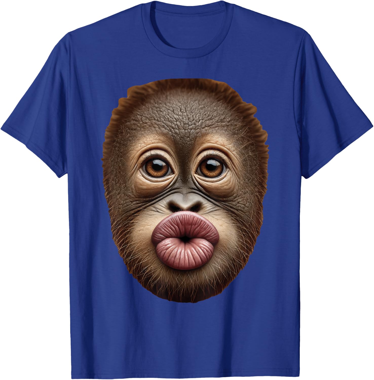 Baby Orangutan Ape Monkey Face Stomach Funny Cute Kiss Lips T-Shirt - T-Shirt | Royal