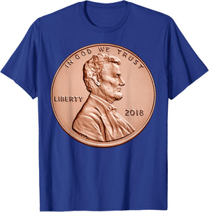 Penny Lincoln USA Coin 1 Cent America United States T-Shirt - T-Shirt | Royal