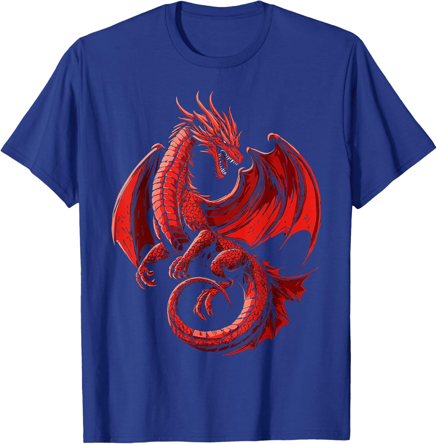 Mythical Illustration Red Dragon , Black, S T-Shirt - T-Shirt | Royal