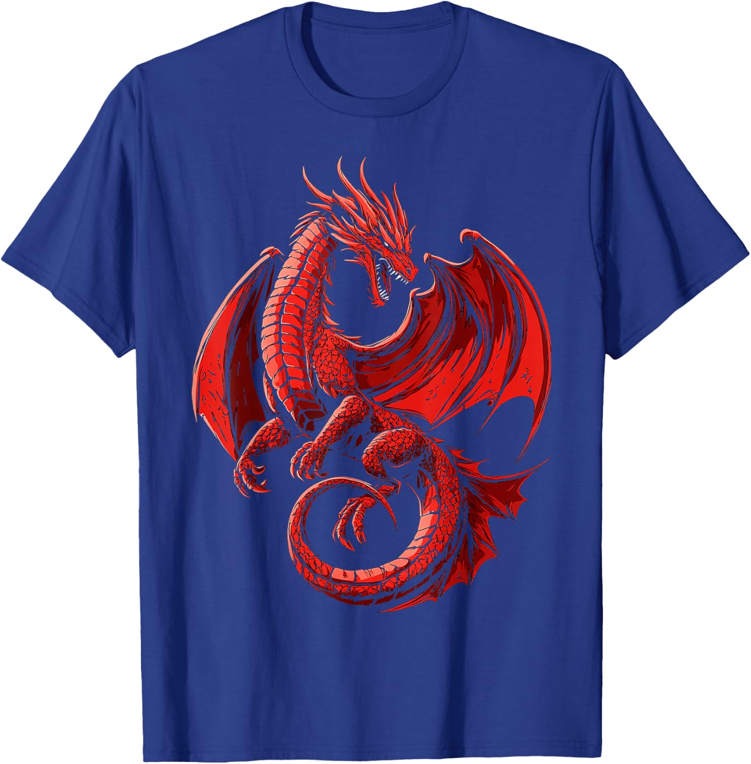 Mythical Illustration Red Dragon , Black, S T-Shirt - T-Shirt | Royal