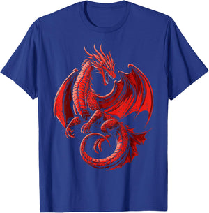Mythical Illustration Red Dragon , Black, S T-Shirt - T-Shirt | Royal