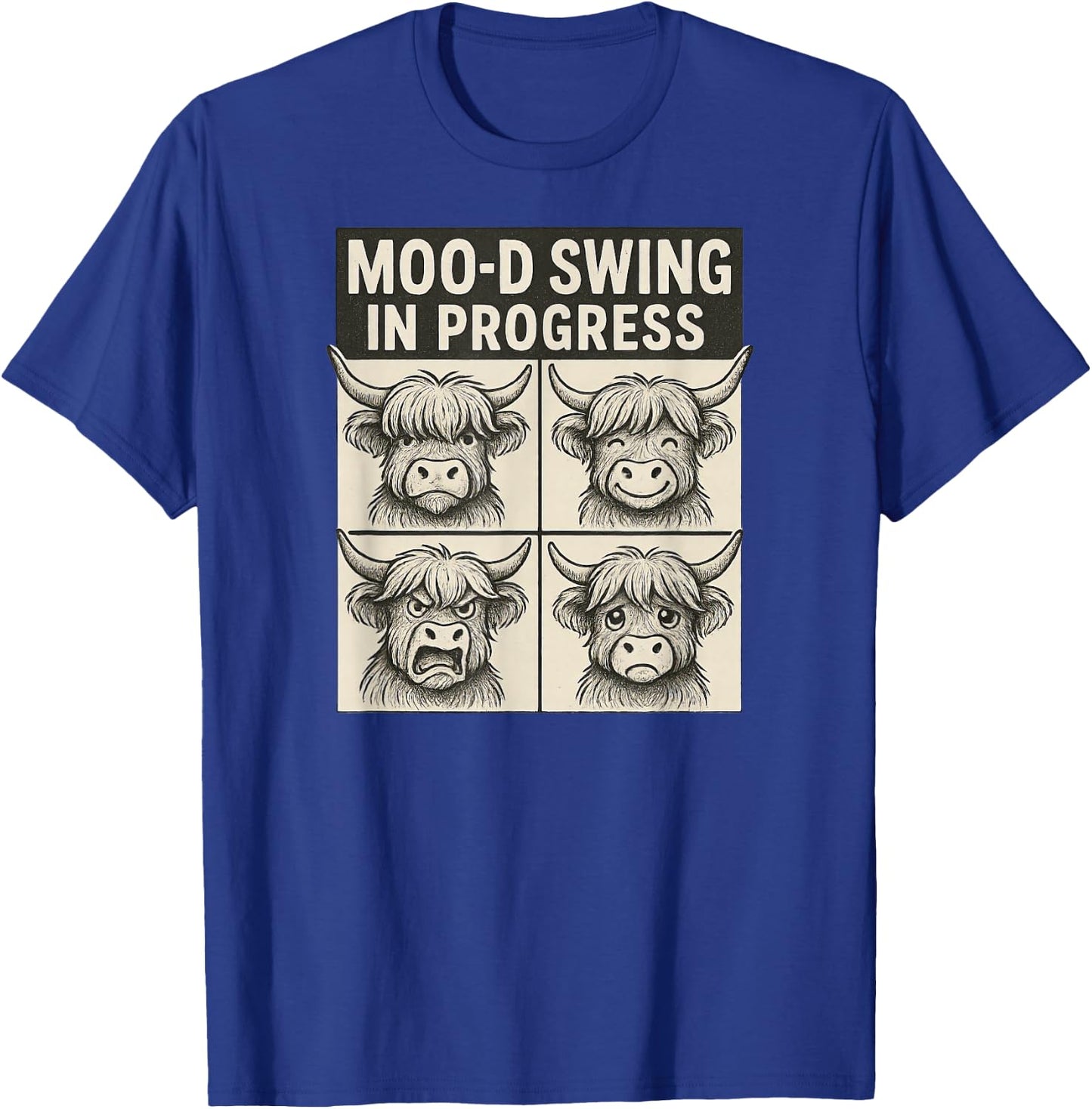 Moo-d Swing in Progress Funny Cow Pun T-Shirt - T-Shirt | Royal