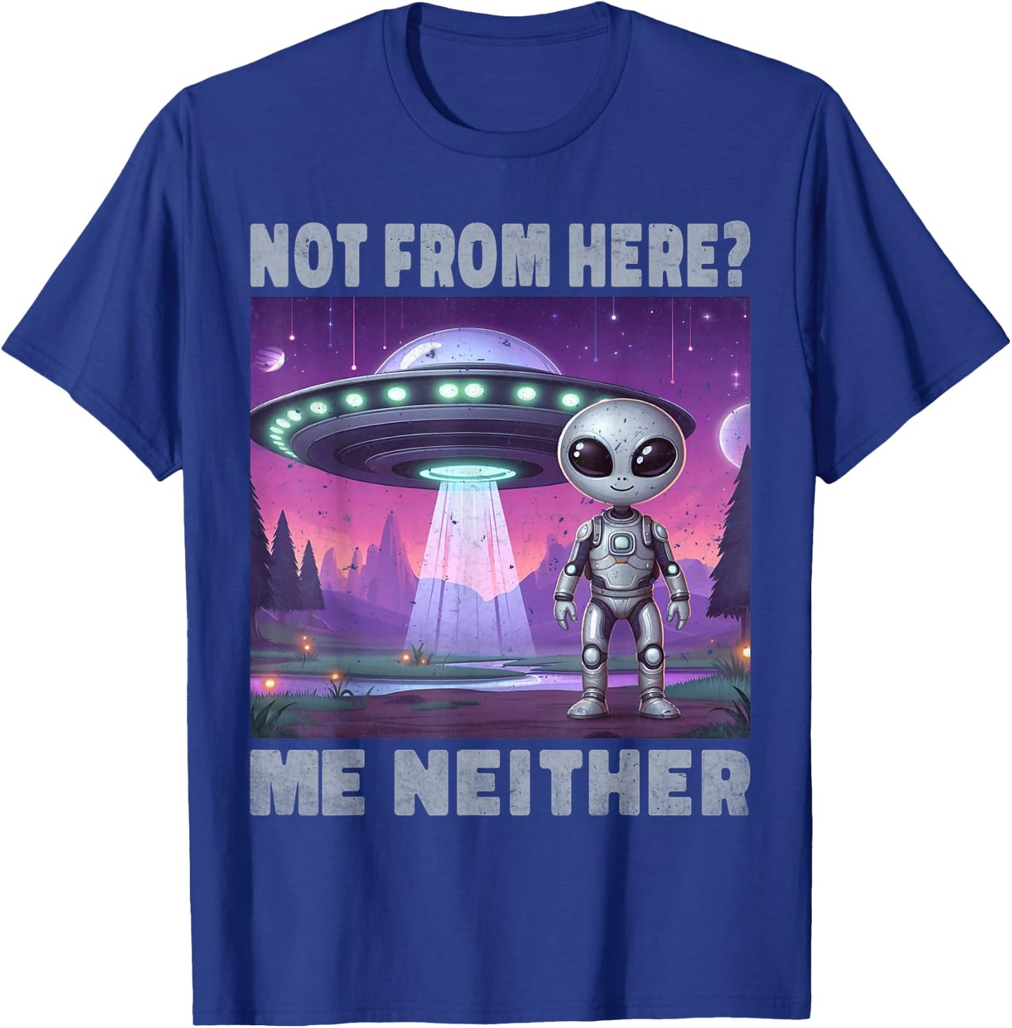 Funny Aliens UFO Alien Spaceship Man Woman Boy Humour , Black, S T-Shirt - T-Shirt | Royal