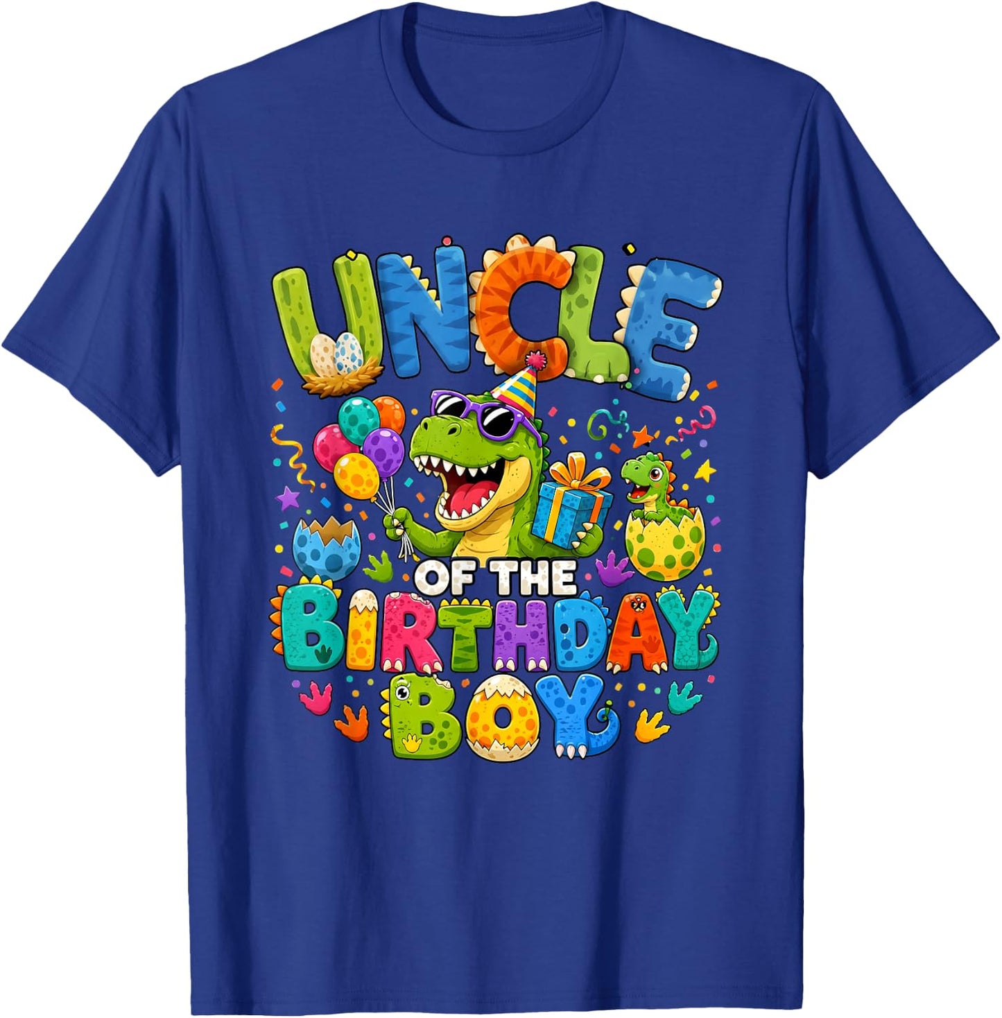 Uncle of The Birthday Boy Dinosaur T-Rex T-Shirt - T-Shirt | Royal