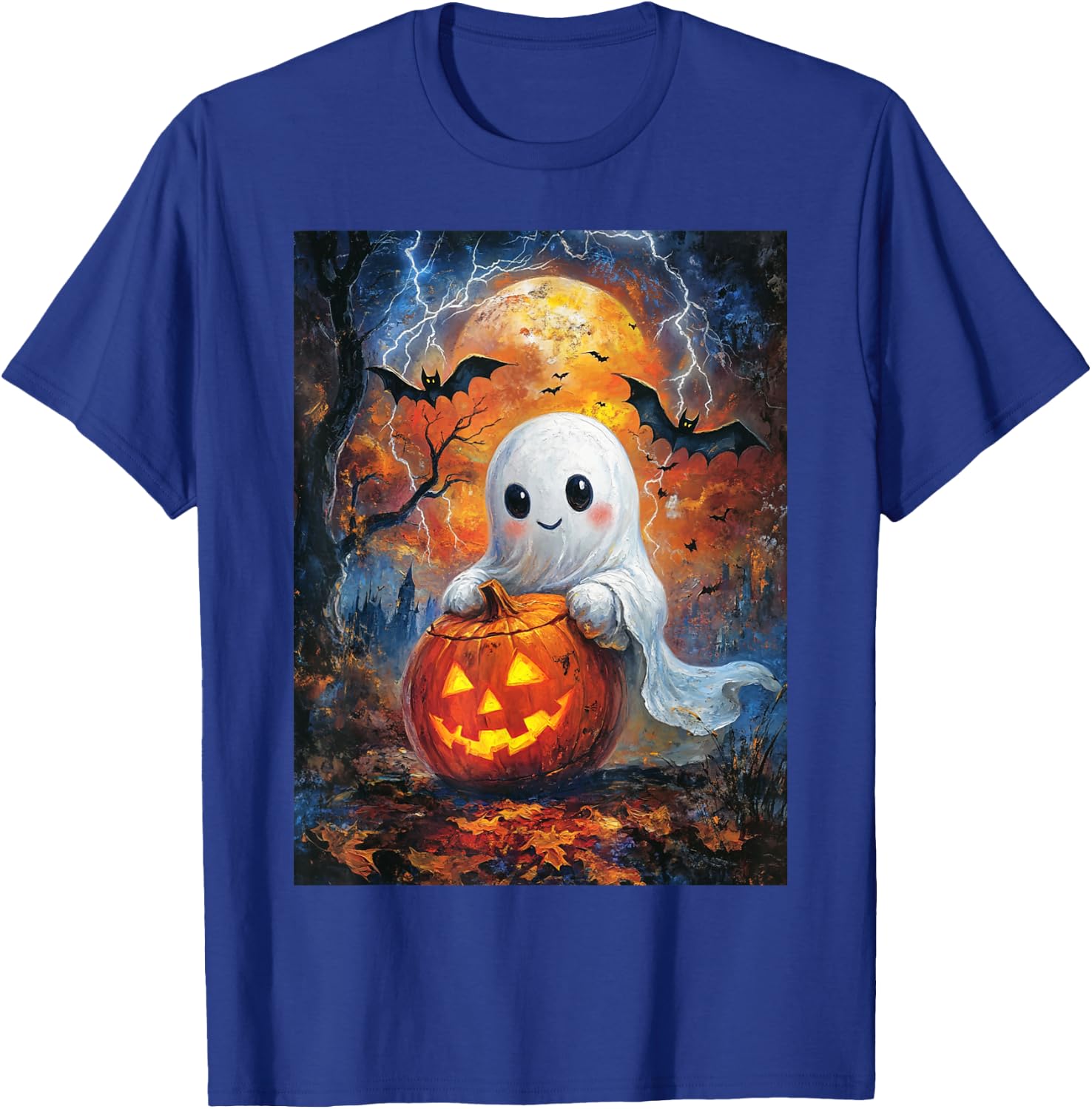 Halloween Pumpkin Design Girls Boys Kids Ghost Halloween T-Shirt - T-Shirt | Royal