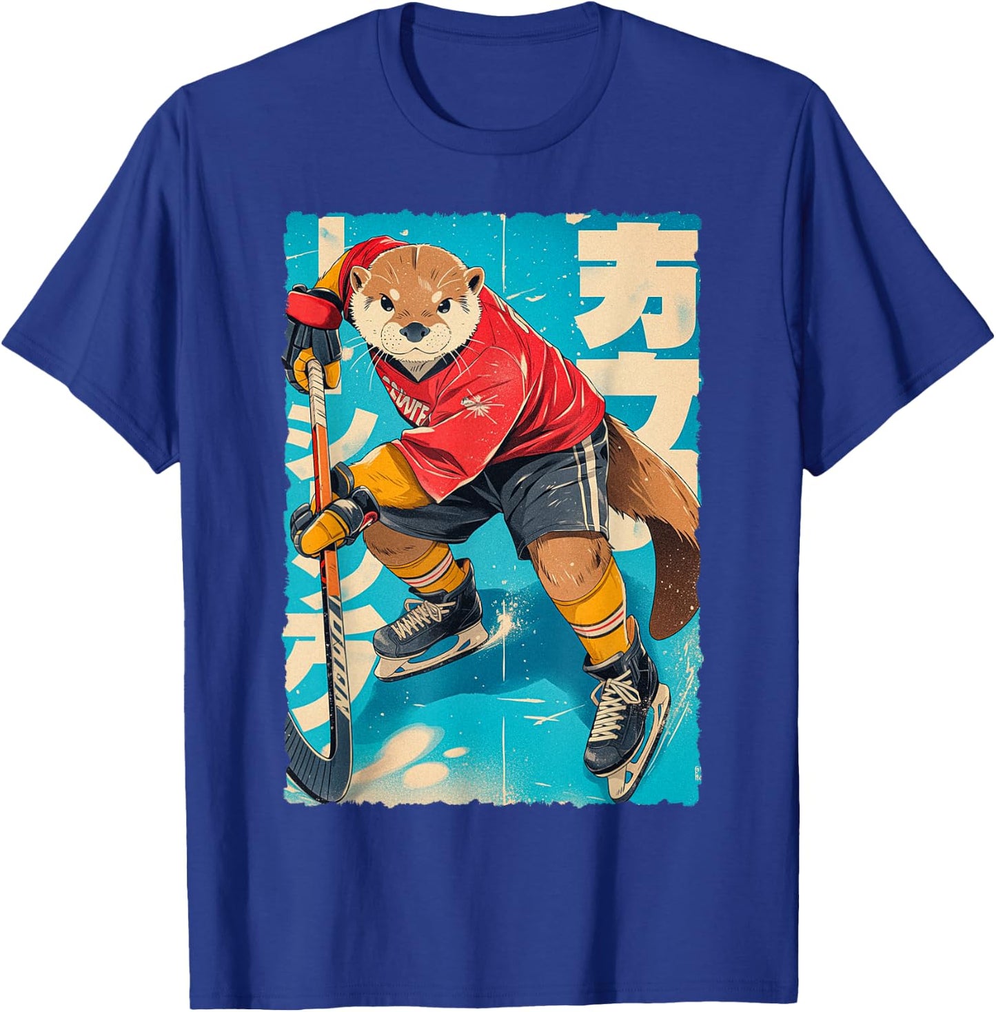 Manga amusant - Joueur de hockey sur glace - Art japonais - Loutre - Pour enfants T-Shirt - T-Shirt | Royal