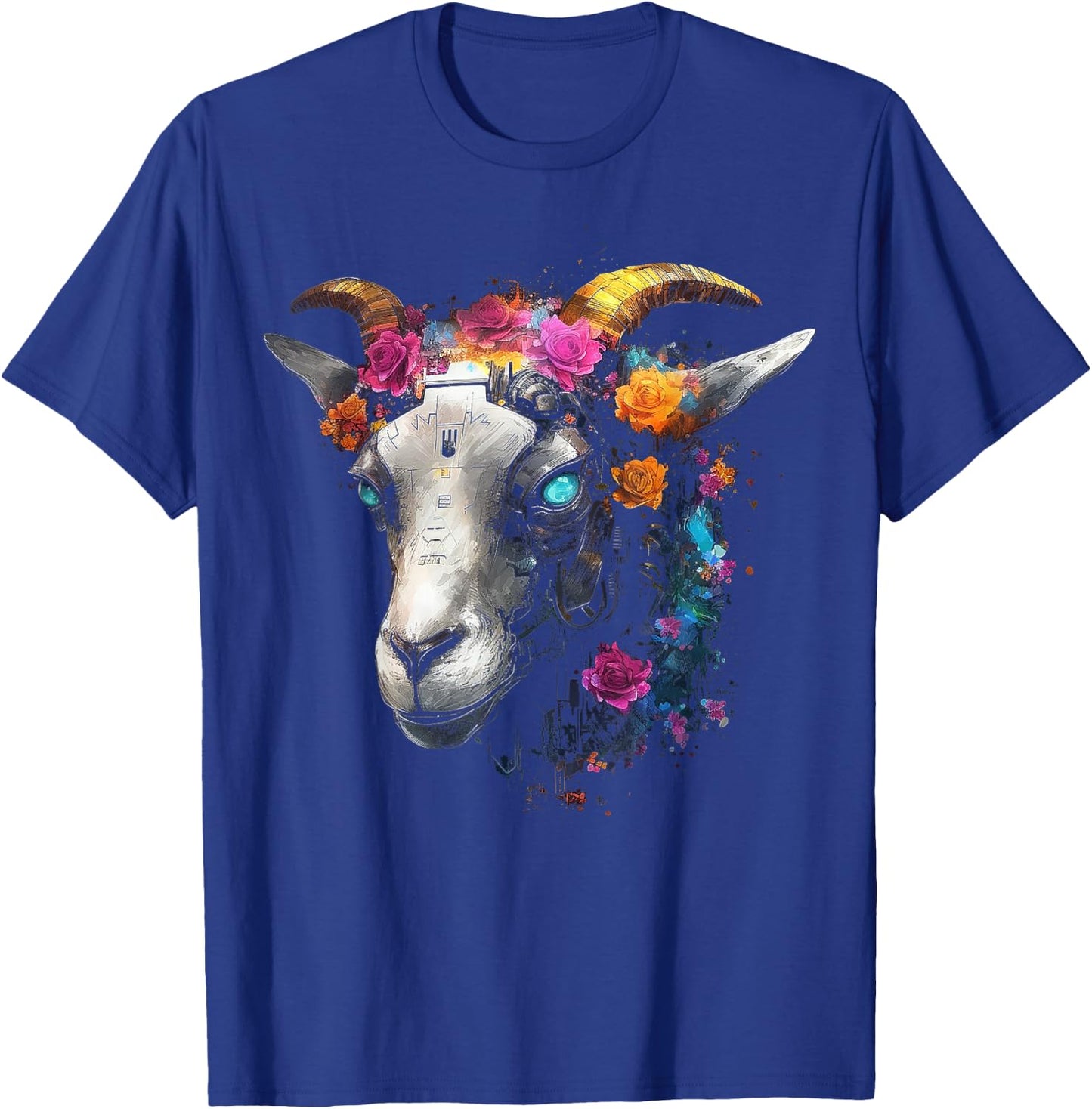Goat Fantasy Blue Eyes - Artwork | Animal Motif Goat T-Shirt - T-Shirt | Royal