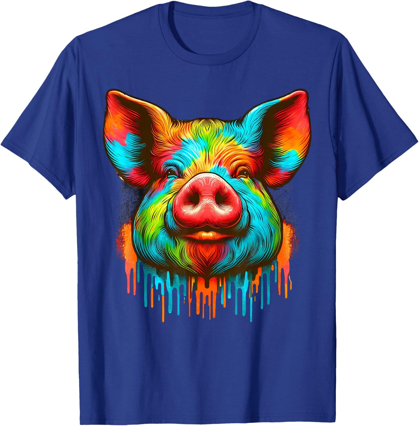 Cool Pig Graphic Spirit Animal Illustration Tie Dye Art T-Shirt - T-Shirt | Royal