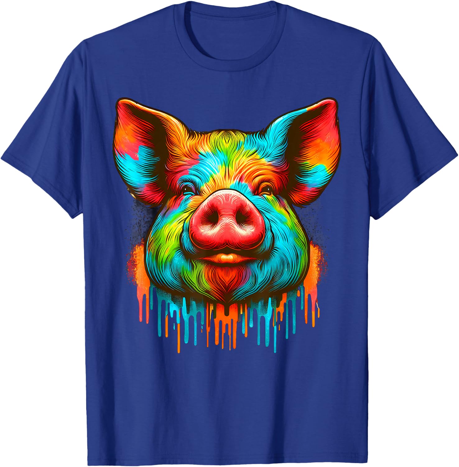 Cool Pig Graphic Spirit Animal Illustration Tie Dye Art T-Shirt - T-Shirt | Royal
