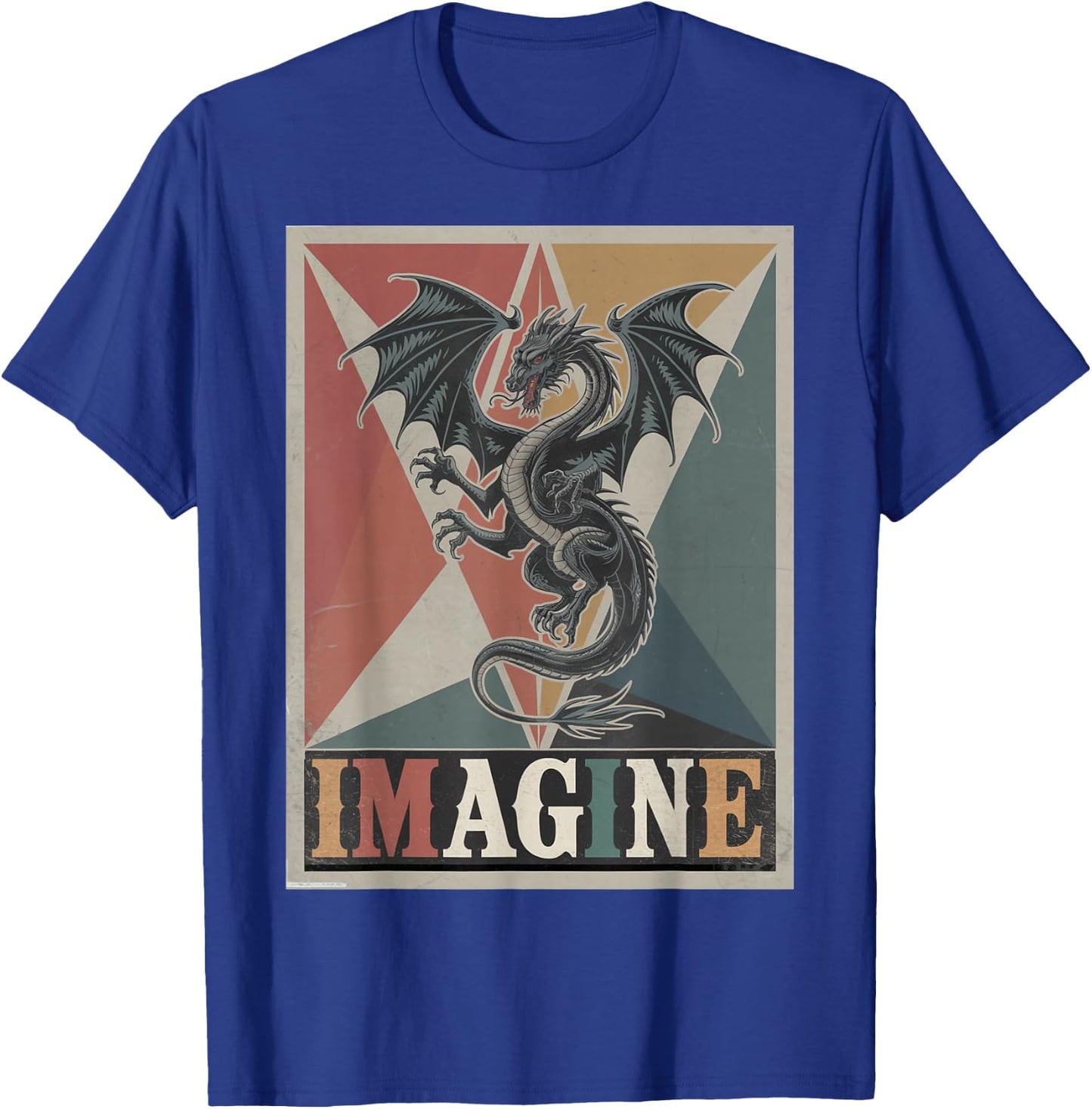Dragon Retro Vintage Graphic Art Design T-Shirt - T-Shirt | Royal