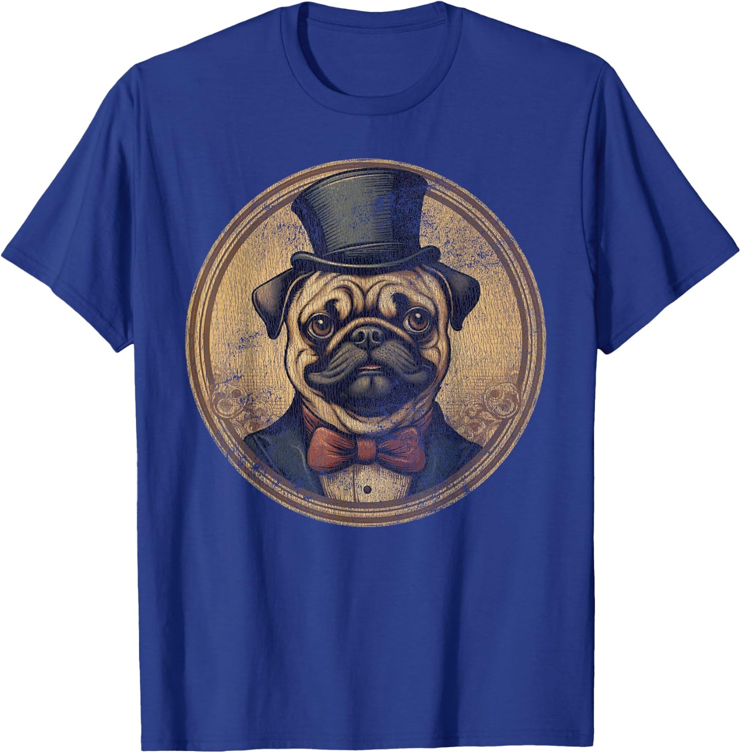Pug Dog Vintage Style Retro 60s 70s 80s 90s Mom Dad Funny T-Shirt - T-Shirt | Royal