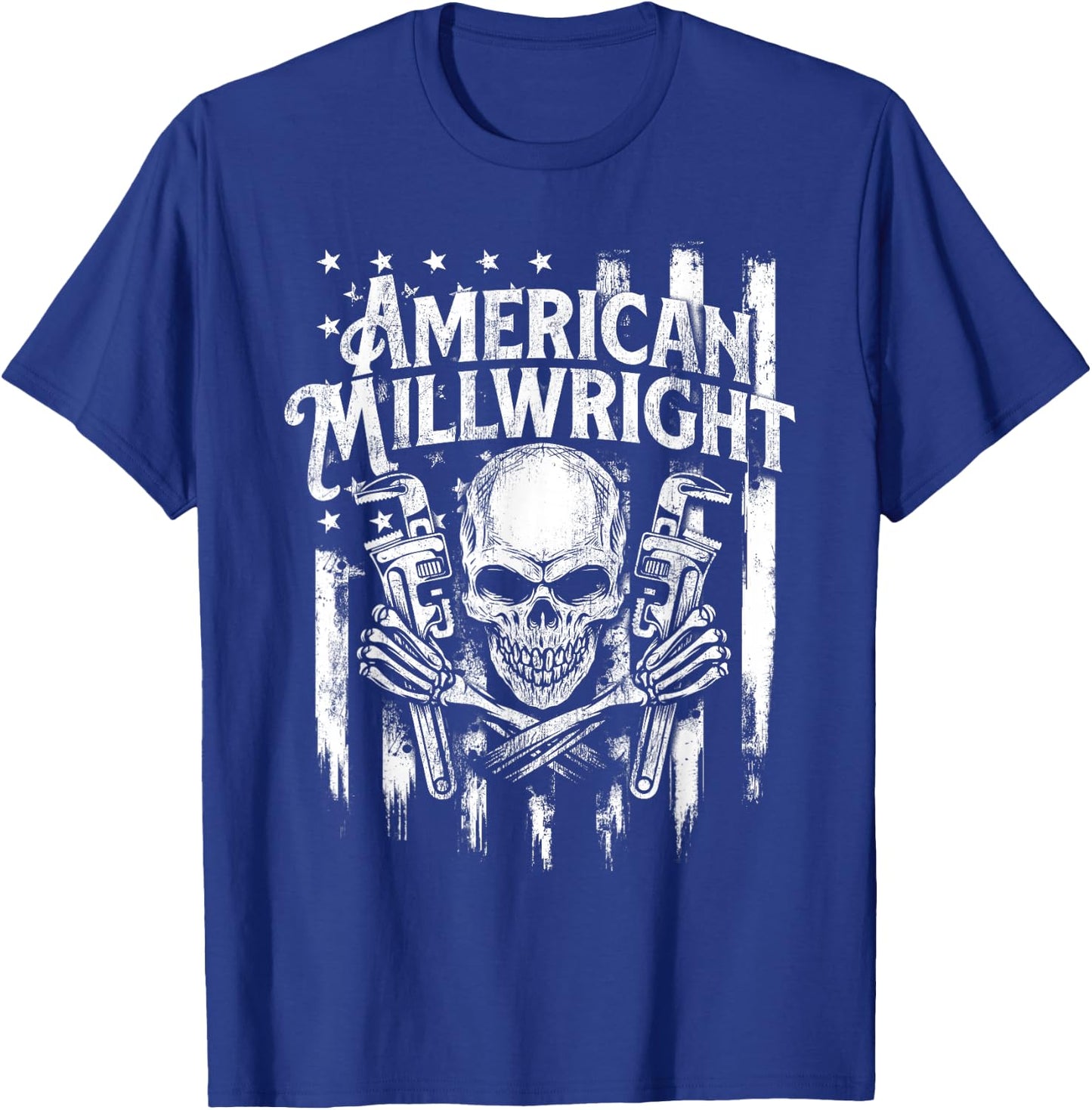 American Millwright - Patriotic USA Flag Machinist Engineer T-Shirt - T-Shirt | Royal
