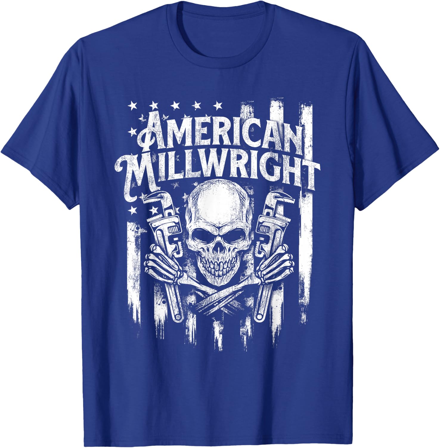 American Millwright - Patriotic USA Flag Machinist Engineer T-Shirt - T-Shirt | Royal