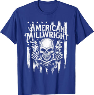 American Millwright - Patriotic USA Flag Machinist Engineer T-Shirt - T-Shirt | Royal