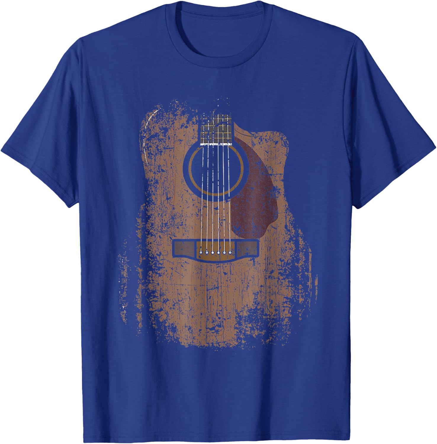 Distressed Acoustic Guitar Vintage Player Rock & Roll Music T-Shirt - T-Shirt | Royal