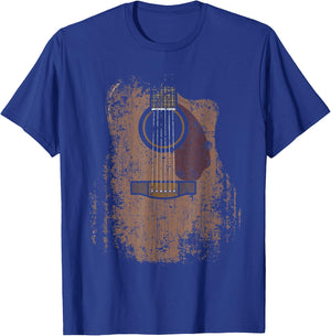 Distressed Acoustic Guitar Vintage Player Rock & Roll Music T-Shirt - T-Shirt | Royal