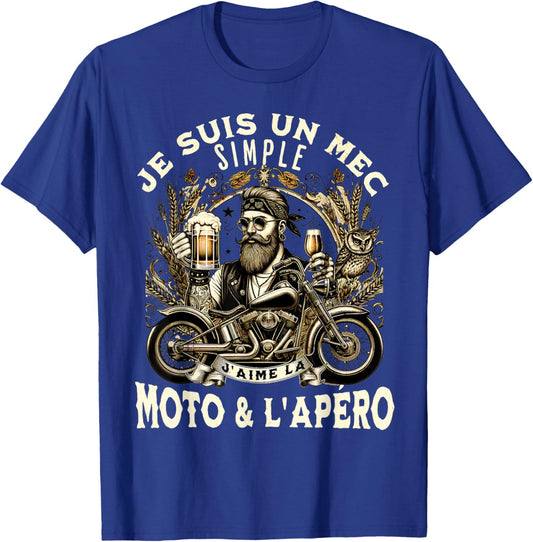 Gift Fan Motorcycle and Aperitif Biker Humour Alcohol Funny , Black, S T-Shirt - T-Shirt | Royal