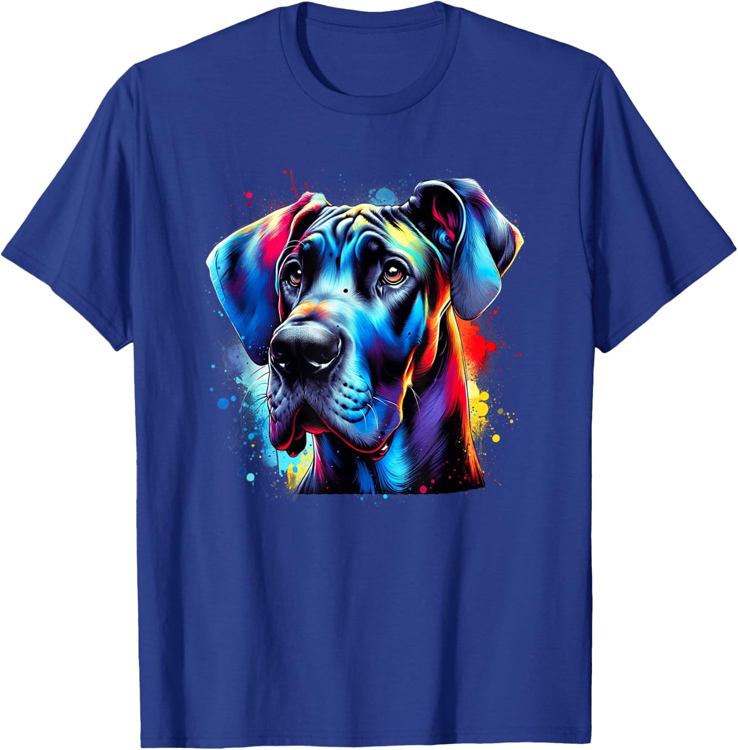 Colorful Splash Art Great Dane Dog German Mastiff T-Shirt - T-Shirt | Royal