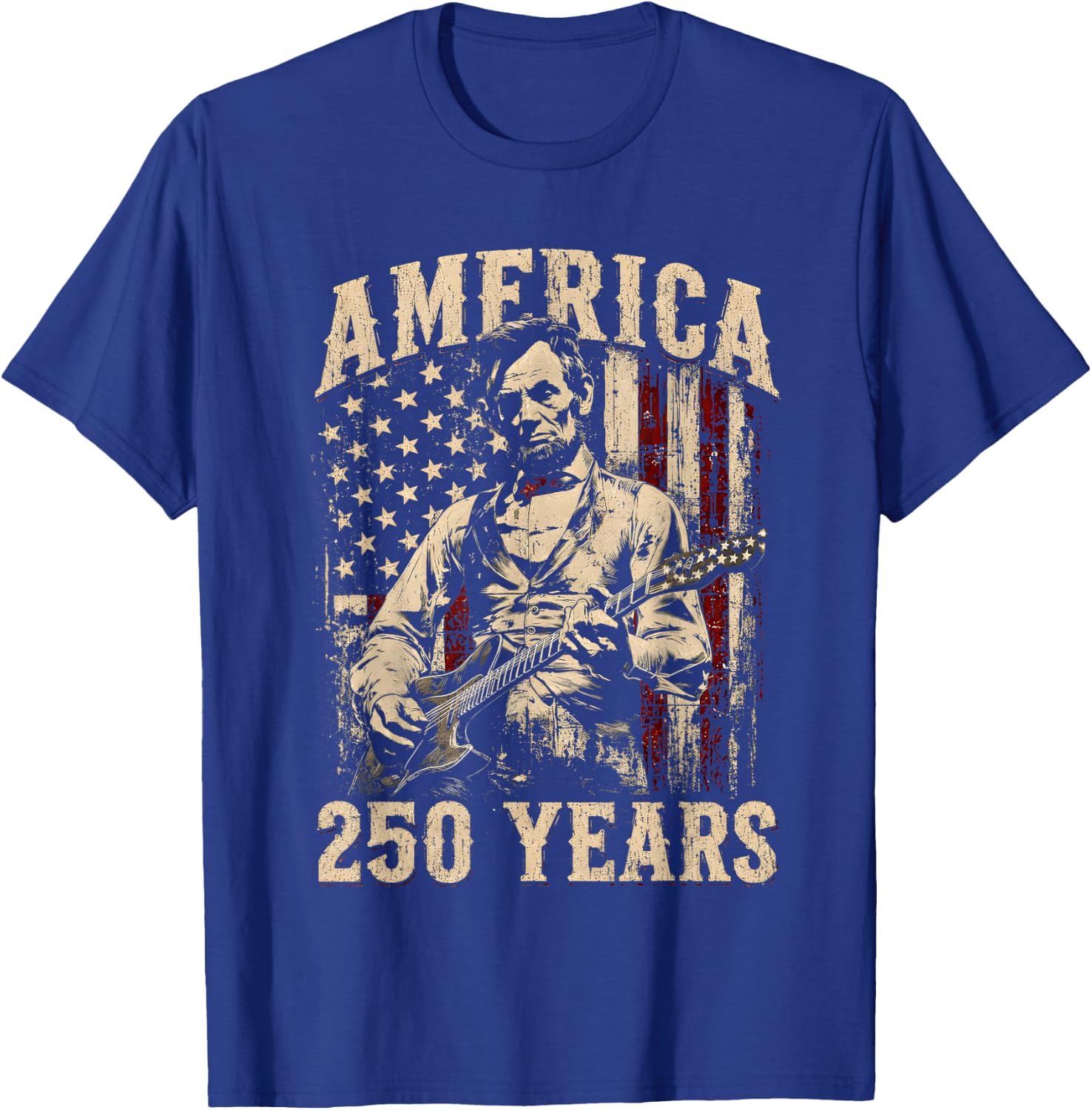 Vintage Abraham Lincoln Abe Lincoln Playing Guitar 250 Years T-Shirt - T-Shirt | Royal
