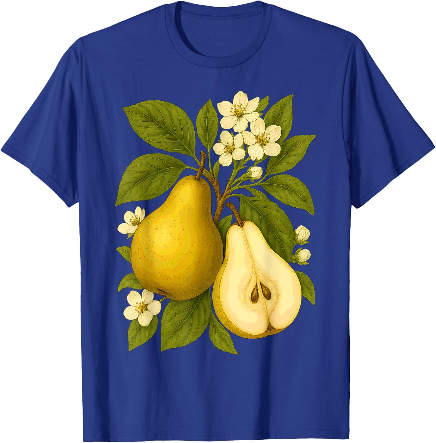 Pear Botanical Fruit Graphic Orchard Farm Nature Harvest T-Shirt - T-Shirt | Royal