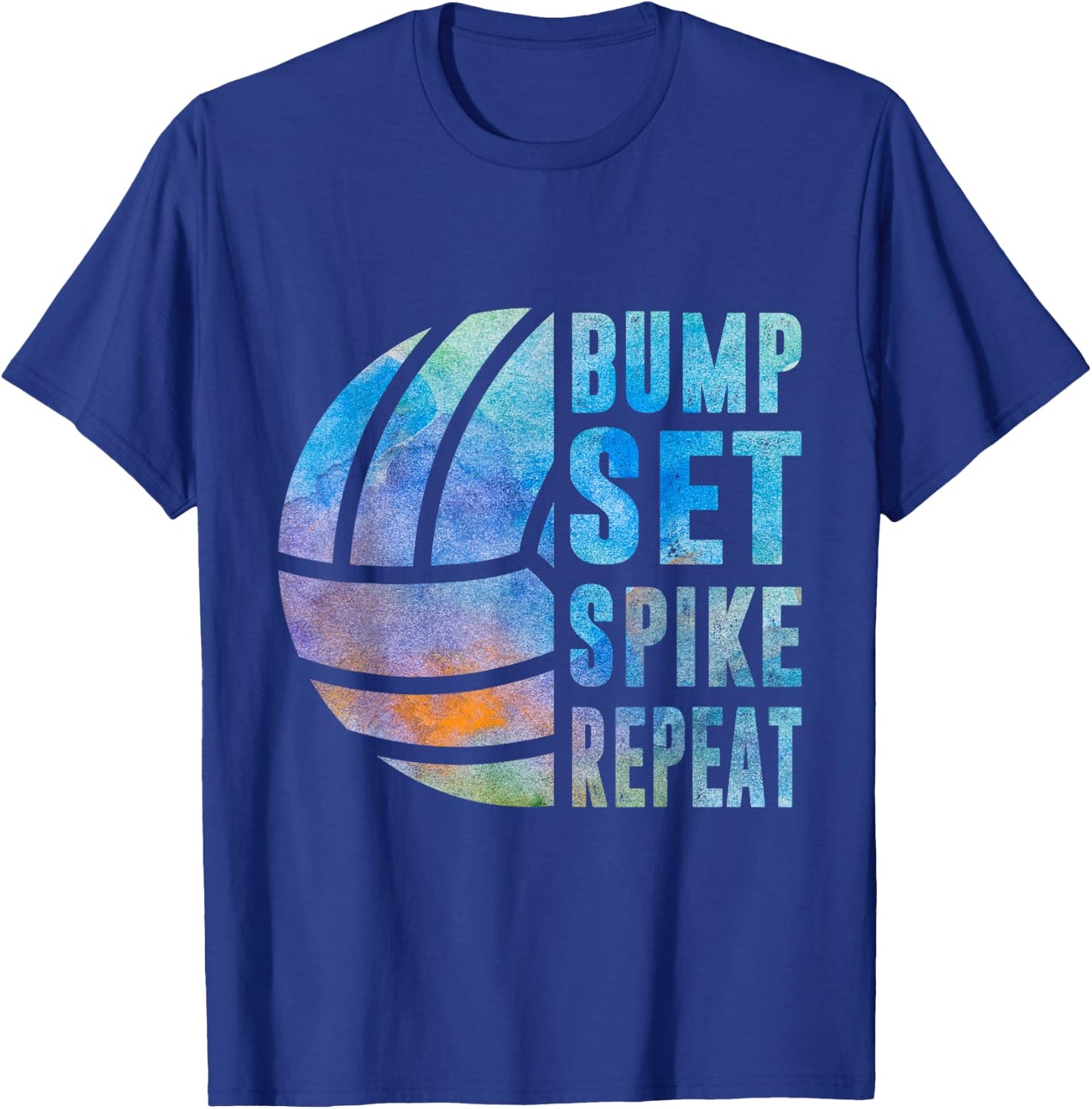 Bump Set Spike Repeat Watercolor Volleyball Women Teen Girls T-Shirt - T-Shirt | Royal