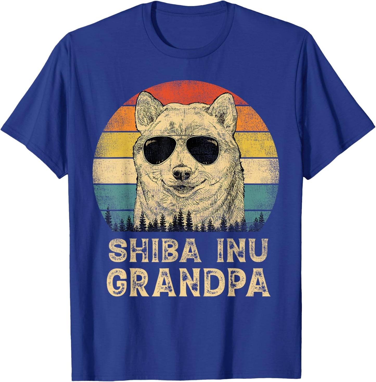 Vintage Shiba Inu Grandpa Dog Lovers Father's Day Men Women T-Shirt - T-Shirt | Royal