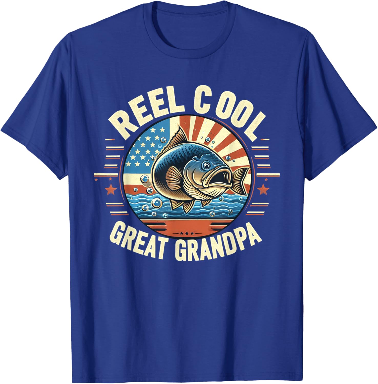 Reel Cool Great Grandpa Fishing Funny Fish Father's Day T-Shirt - T-Shirt | Royal