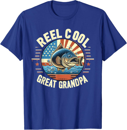 Reel Cool Great Grandpa Fishing Funny Fish Father's Day T-Shirt - T-Shirt | Royal