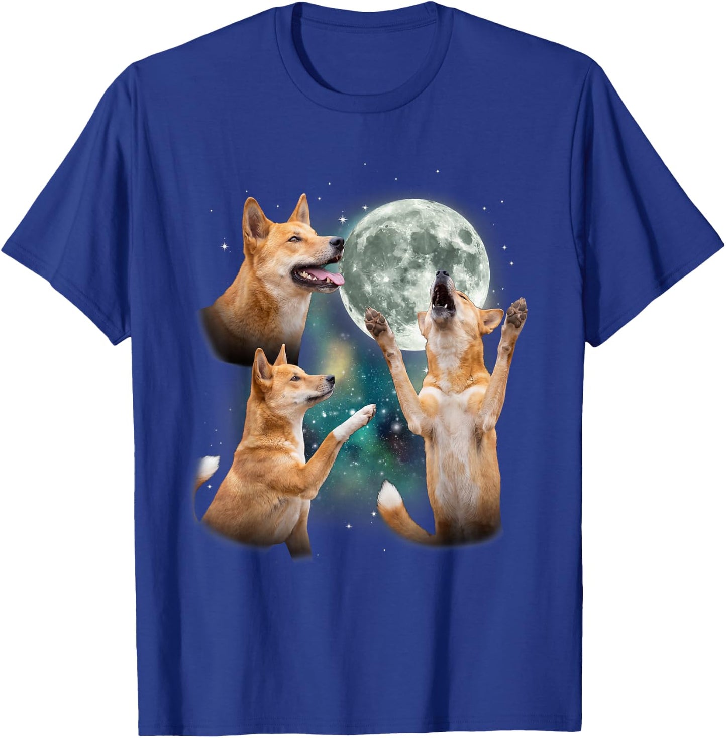Three Dingo Moon | Funny Wild Canine Wildlife Meme T-Shirt - T-Shirt | Royal